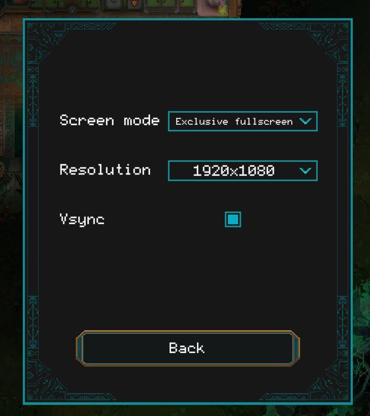 screen mode from Children of Morta UI screenshot (English)