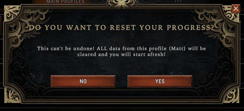 do you want to reset your progress? from Against the Storm UI screenshot (English)