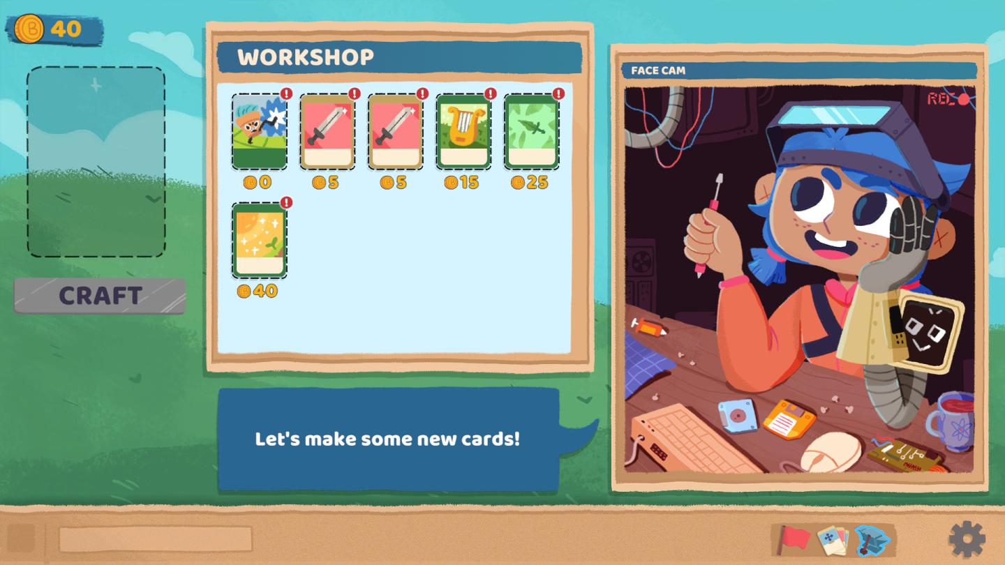 purchase cards in workshop from Floppy Knights UI screenshot (English)