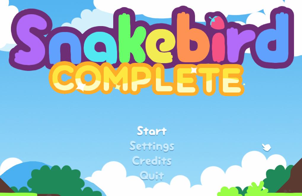 snakebird main menu start exit credits options from Snakebird UI screenshot (English)