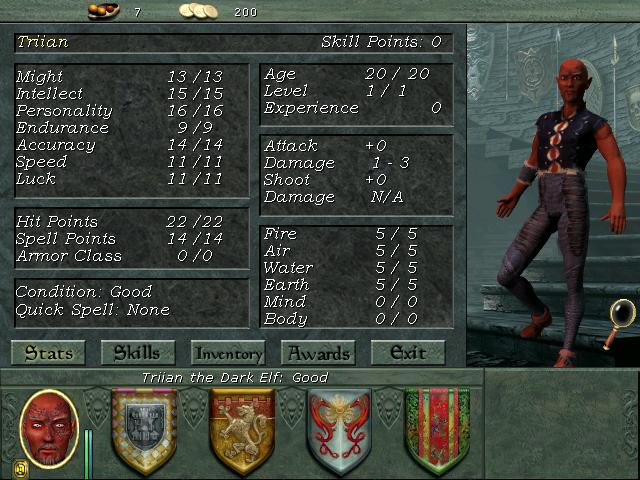 characters stats from Might and Magic 8: Day of the Destroyer UI screenshot (English)