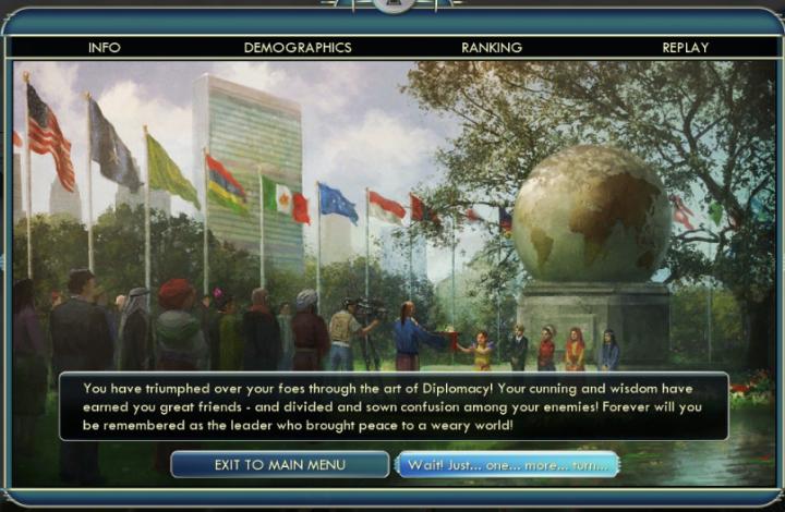 Diplomacy victory, just one more turn from Civilization V UI screenshot (English)