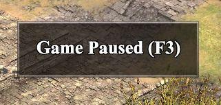 game paused (F3 to unpause) from Age of Empires 2 Definitive Edition UI screenshot (English)