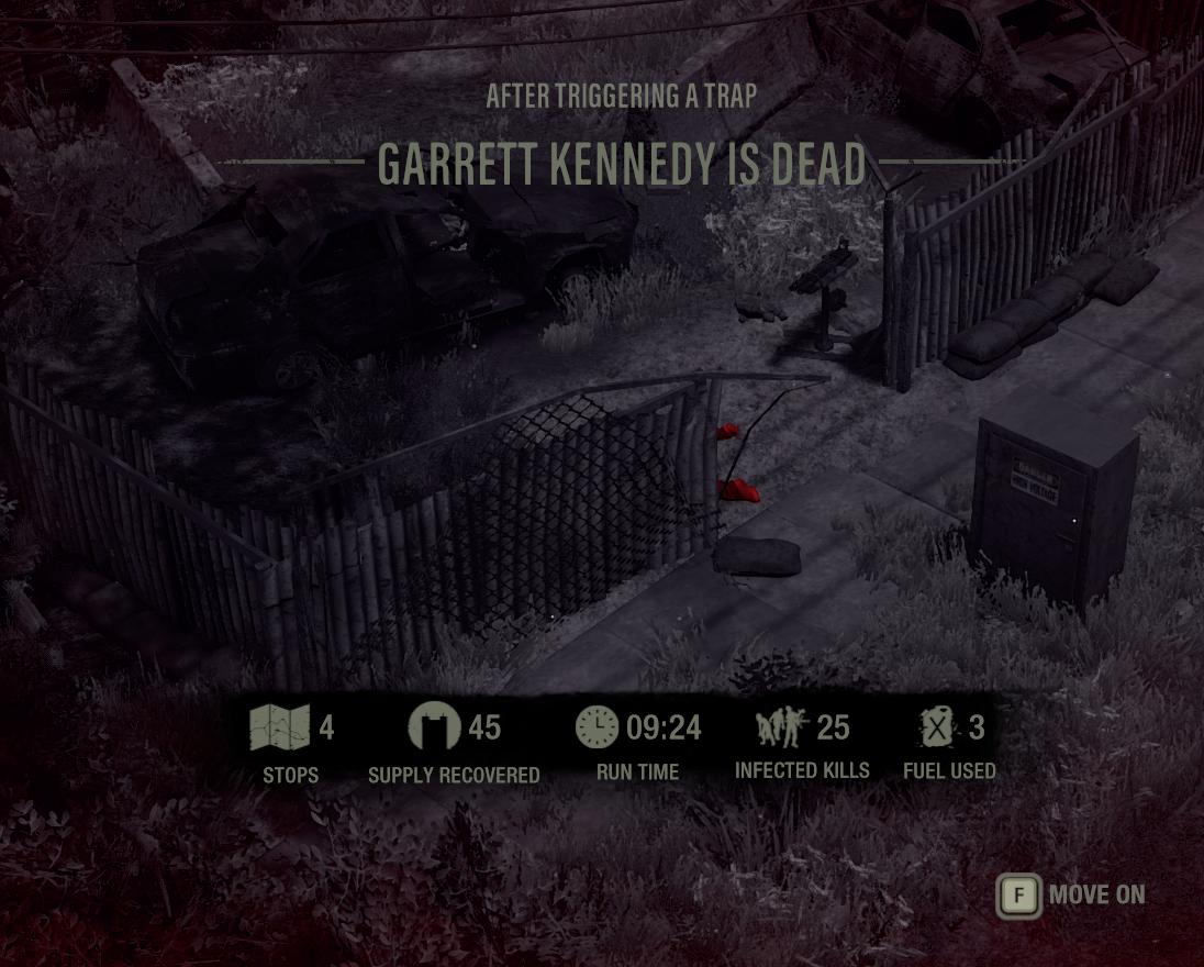 game over by triggering a trap from The Last Stand: Aftermath UI screenshot (English)