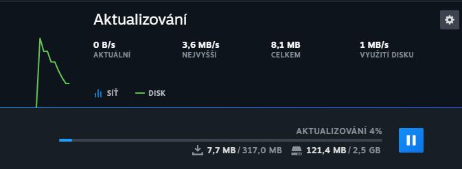 download aktualizace from Steam UI screenshot (Czech)