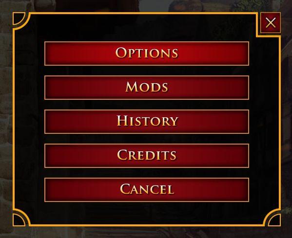 options menu: change user settings, select mods from Age of Empires 2 Definitive Edition UI screenshot (English)