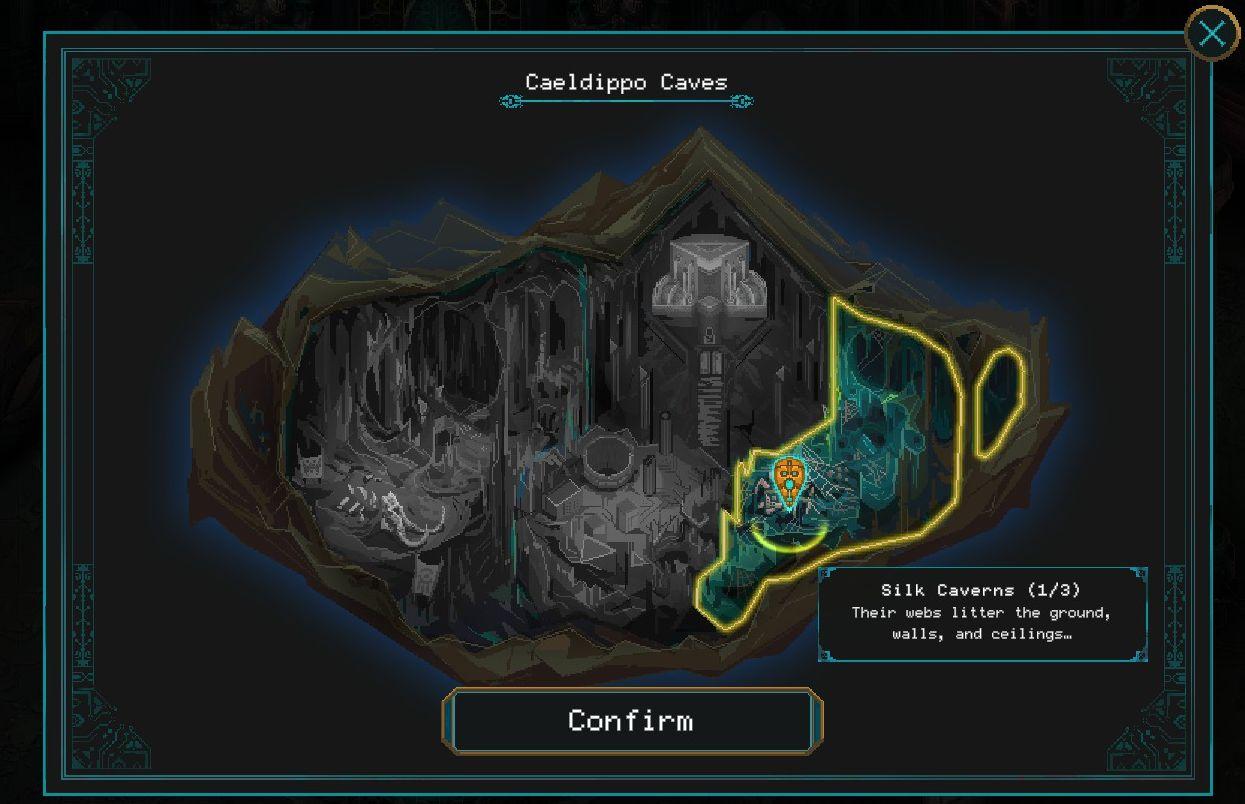 caeldippo caves from Children of Morta UI screenshot (English)