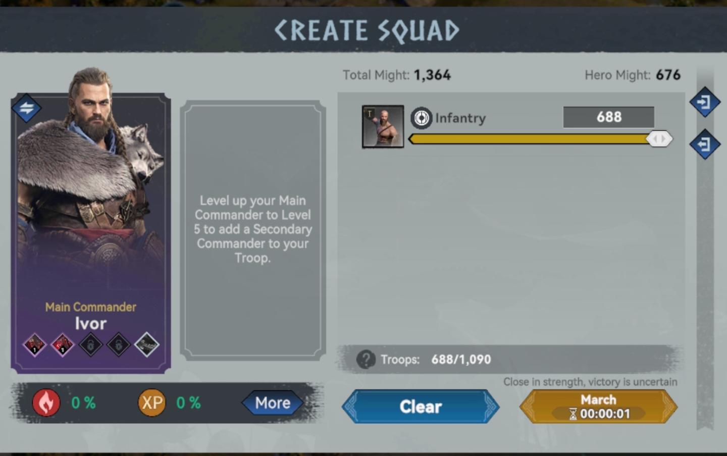 create a squad and march from Viking Rise UI screenshot (English)