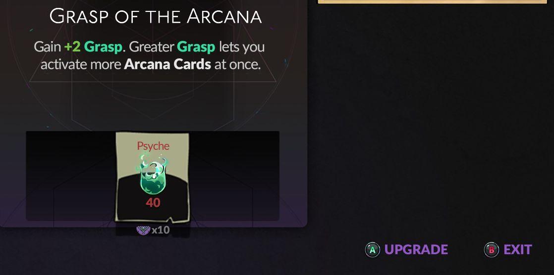 Grasp of the Arcana lets you activate more Arcana cards at once from Hades II Early Access UI screenshot (English)