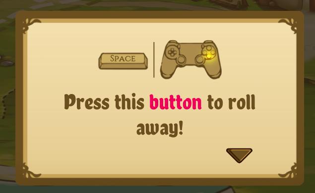 press this button to roll away from Cat Quest UI screenshot (English)