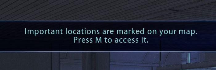 press M to access map from Mass Effect 1 UI screenshot (English)