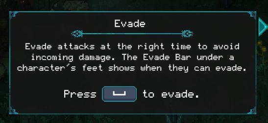 evade tutorial from Children of Morta UI screenshot (English)