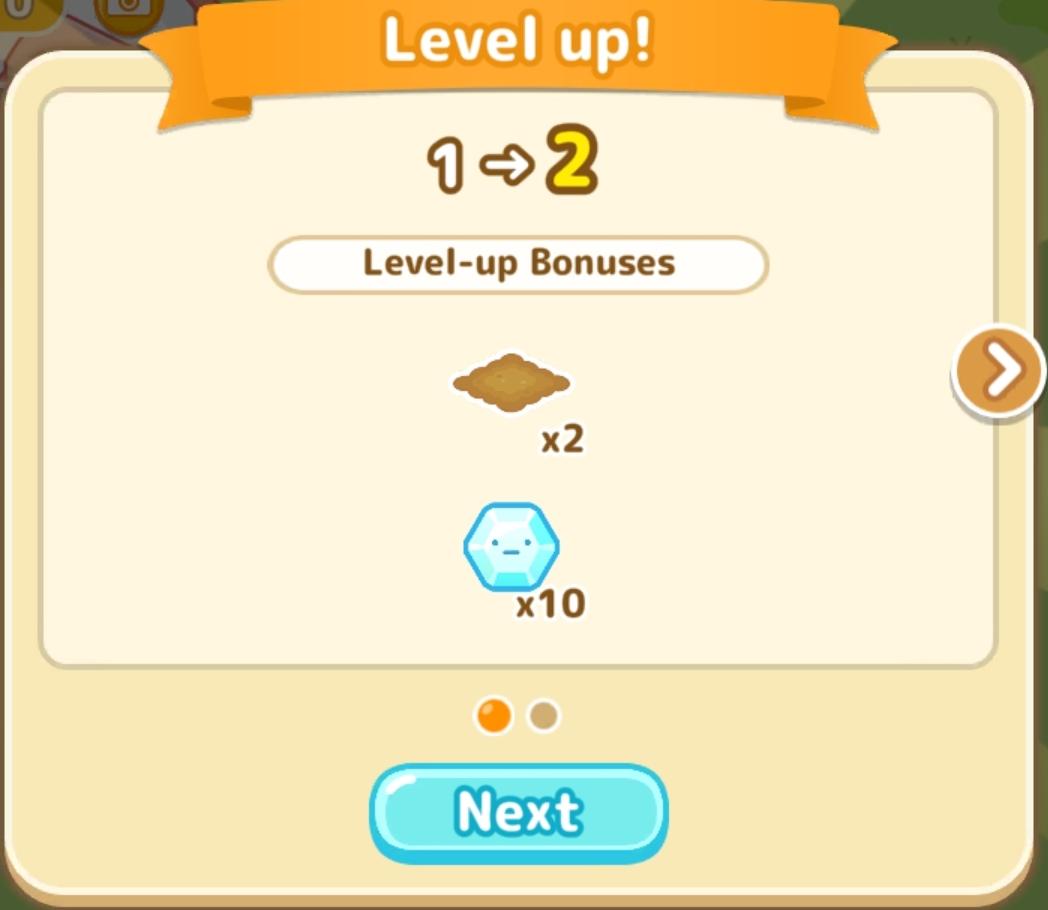 level up unlocks and bonuses from Sumikko Farm UI screenshot (English)