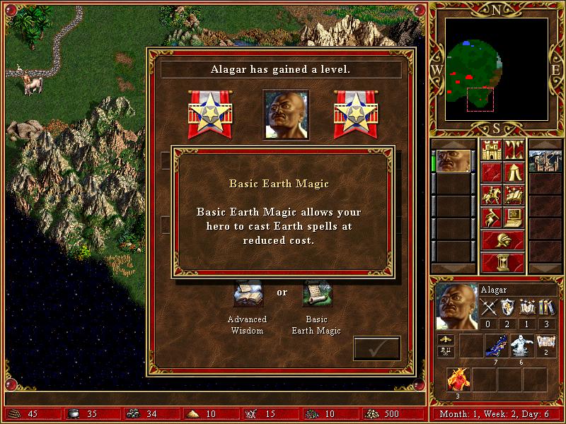 basic earth magic from Heroes of Might and Magic 3: Complete UI screenshot (English)