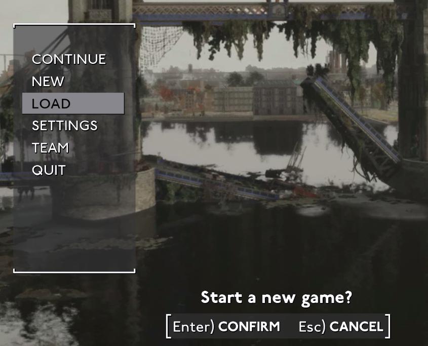 main menu from Fallout London UI screenshot (English)