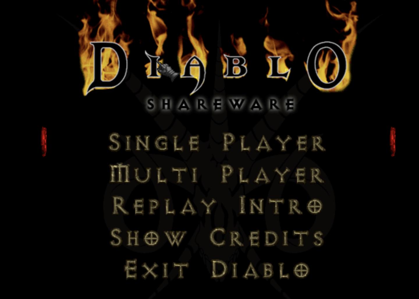 diablo main menu from Diablo I UI screenshot (English)