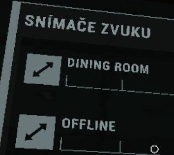 snímač zvuku sound sensor offline from Phasmophobia UI screenshot (Czech)