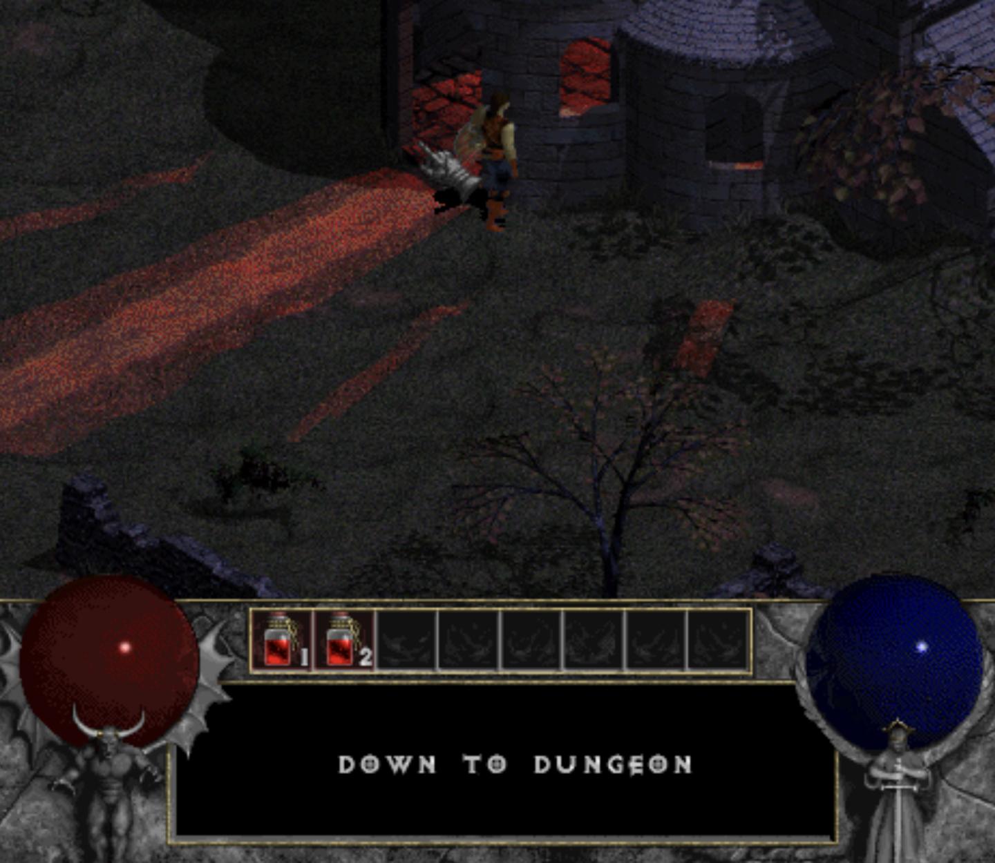 down to dungeon from Diablo I UI screenshot (English)