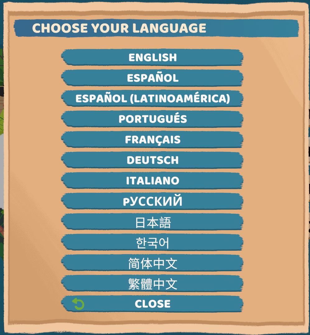 choose your language from Floppy Knights UI screenshot (English)