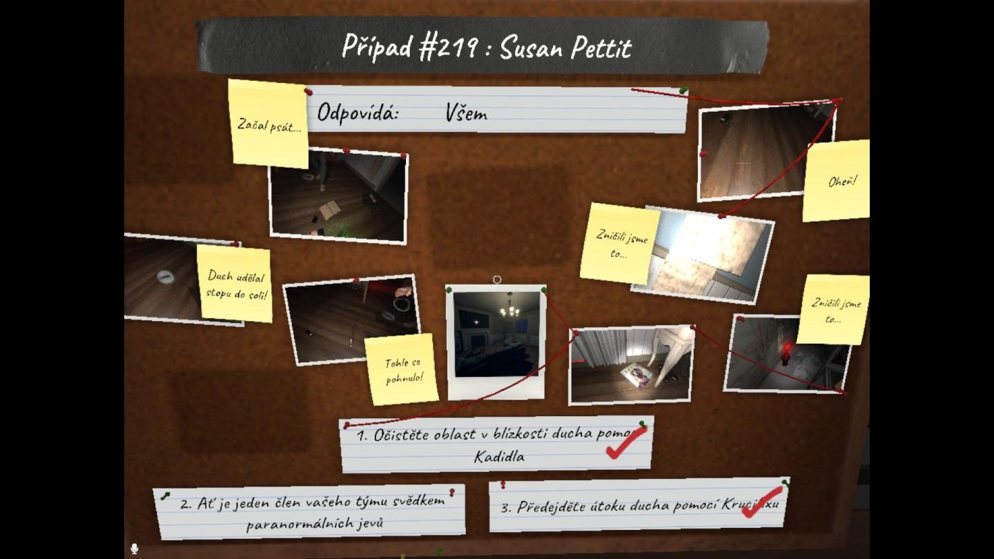 ať je jeden člen vašeho týmu svědkem paranormálního jevu from Phasmophobia UI screenshot (Czech)