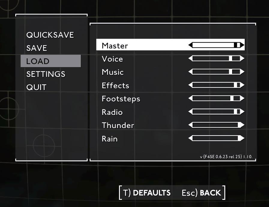 sound volume settings from Fallout London UI screenshot (English)