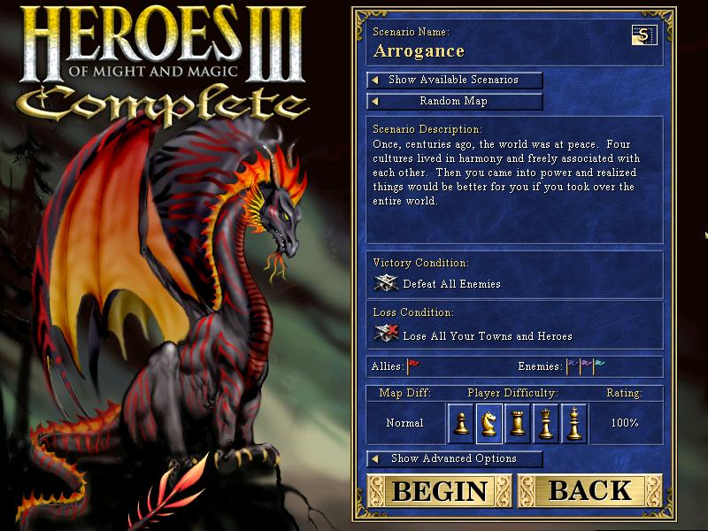 arrogance scenario from Heroes of Might and Magic 3: Complete UI screenshot (English)