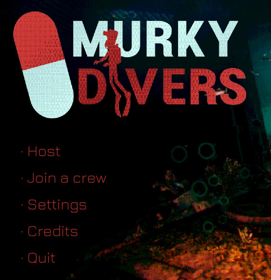 main menu, host game or join a crew from Murky Divers UI screenshot (English)