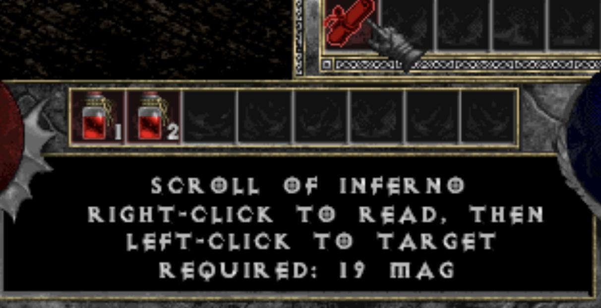 scroll of inferno from Diablo I UI screenshot (English)