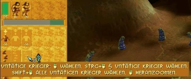 untätige Krieger wählen from Populous: The Beginning UI screenshot (German)