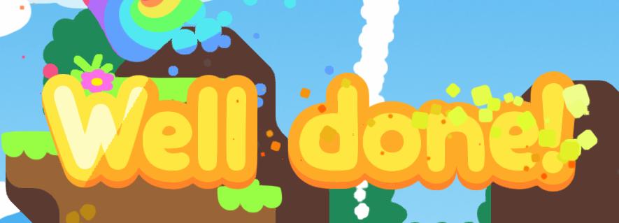 Well done! Level complete from Snakebird UI screenshot (English)