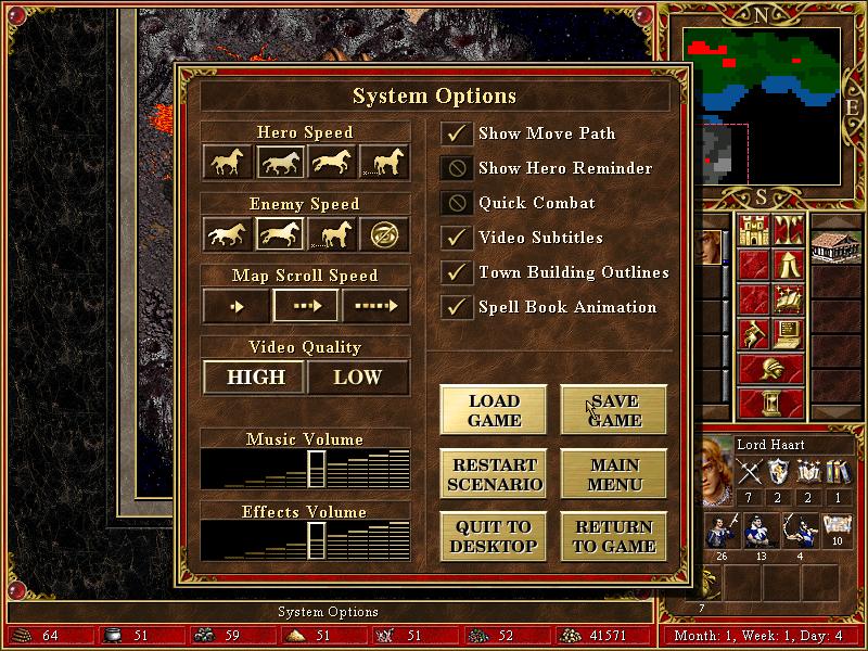 system options from Heroes of Might and Magic 3: Complete UI screenshot (English)