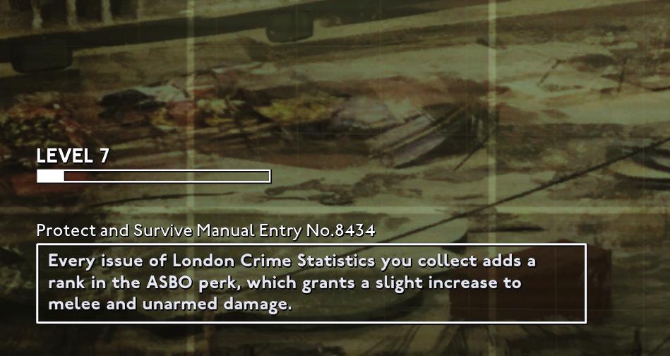 every issue of London Crime Statistics adds to your melee and unarmed damage from Fallout London UI screenshot (English)