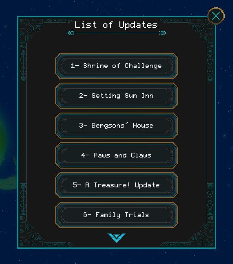 list of updates ui from Children of Morta UI screenshot (English)