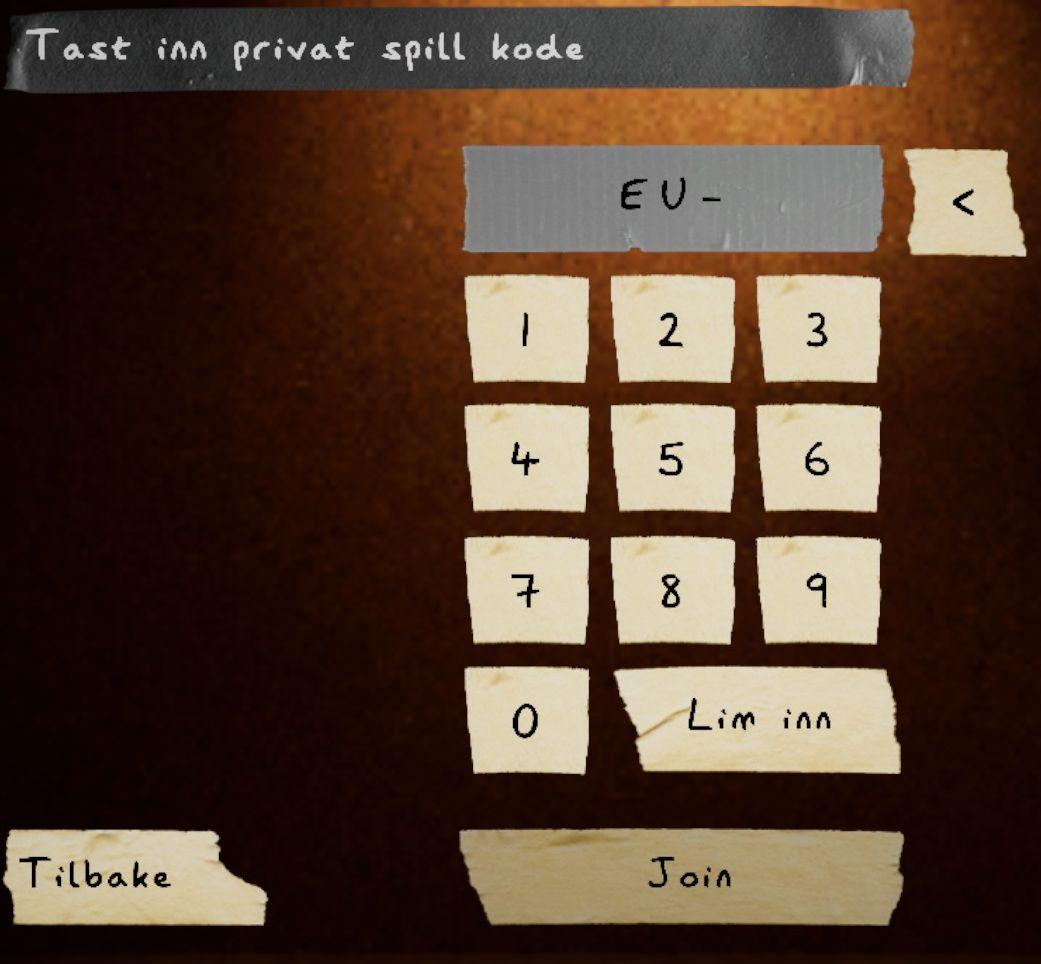 tast inn privat spill kode from Phasmophobia UI screenshot (Norwegian)