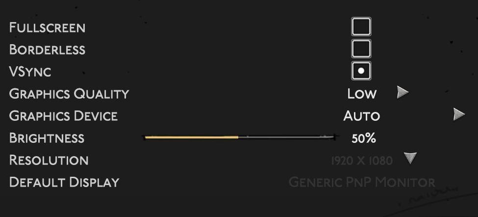 display settings (fullscreen, resolution, vsync..) from Hades II Early Access UI screenshot (English)