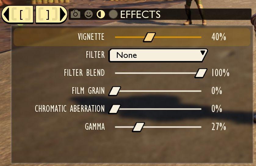 camera mode - effects (filters, vignette, grain..) from Grounded UI screenshot (English)