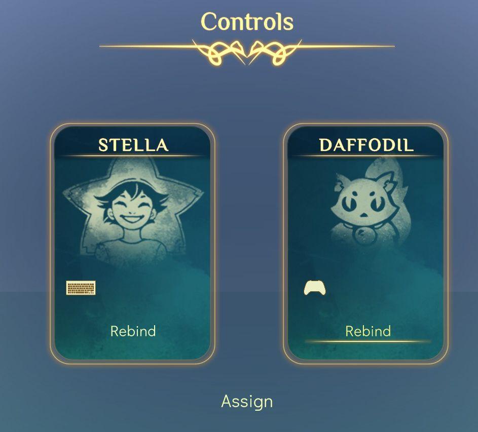 rebind controls, assign keyboard or gamepad to each character from Spiritfarer: Farewell Edition UI screenshot (English)