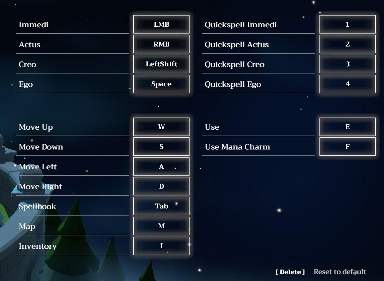 controls from Mages of Mystralia UI screenshot (English)