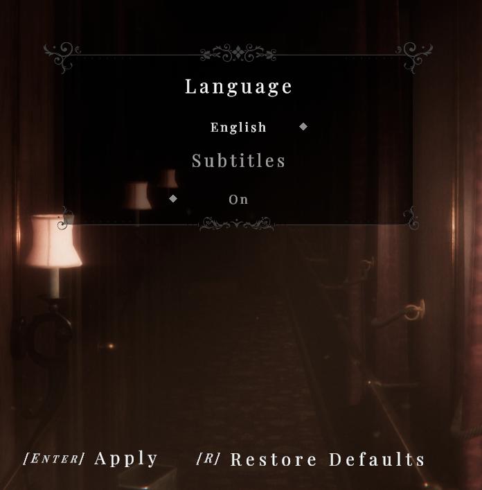 language settings from Maid of Sker UI screenshot (English)