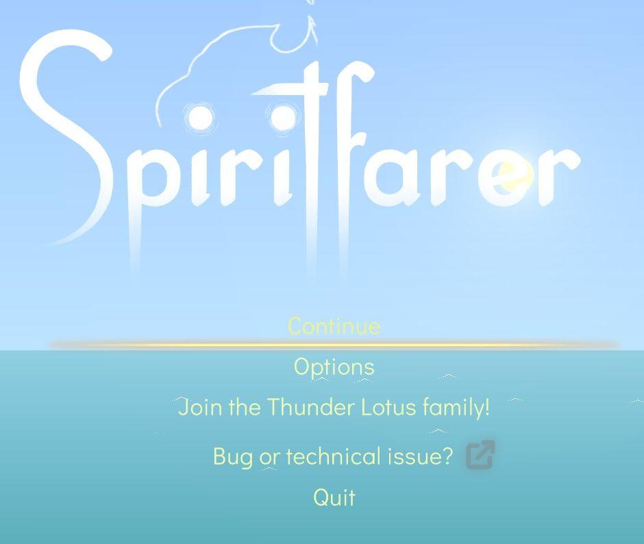 spiritfarer main menu, you can report bugs from Spiritfarer: Farewell Edition UI screenshot (English)