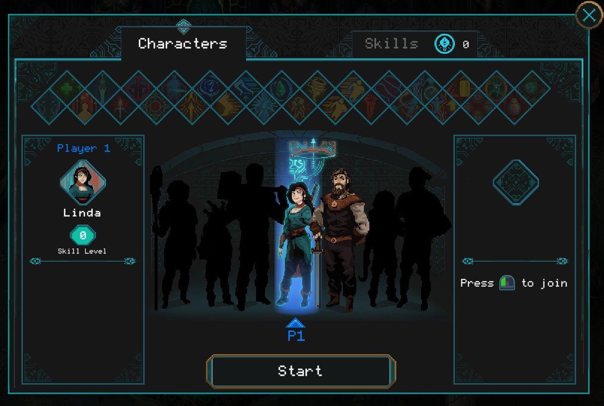 character, click mouse button to join from Children of Morta UI screenshot (English)