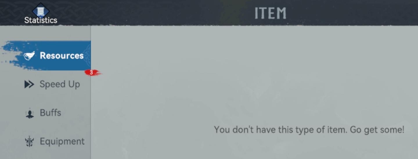 you don't have any item of this type from Viking Rise UI screenshot (English)