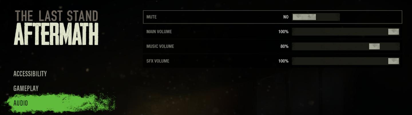 audio settings from The Last Stand: Aftermath UI screenshot (English)