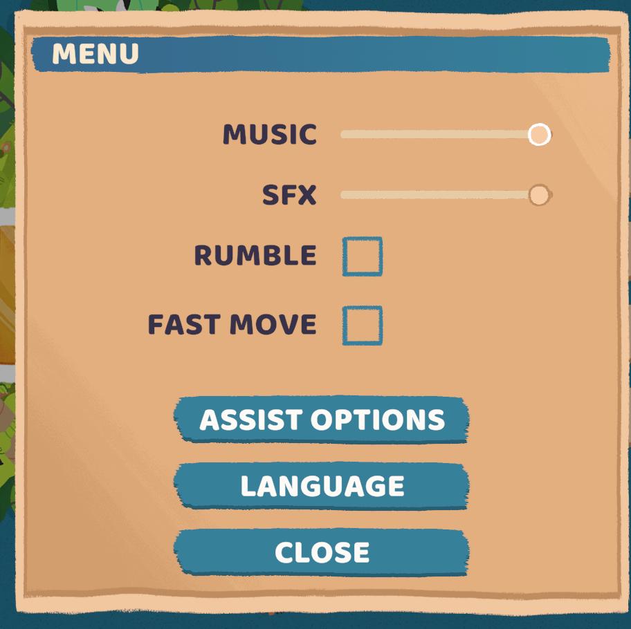 menu from Floppy Knights UI screenshot (English)