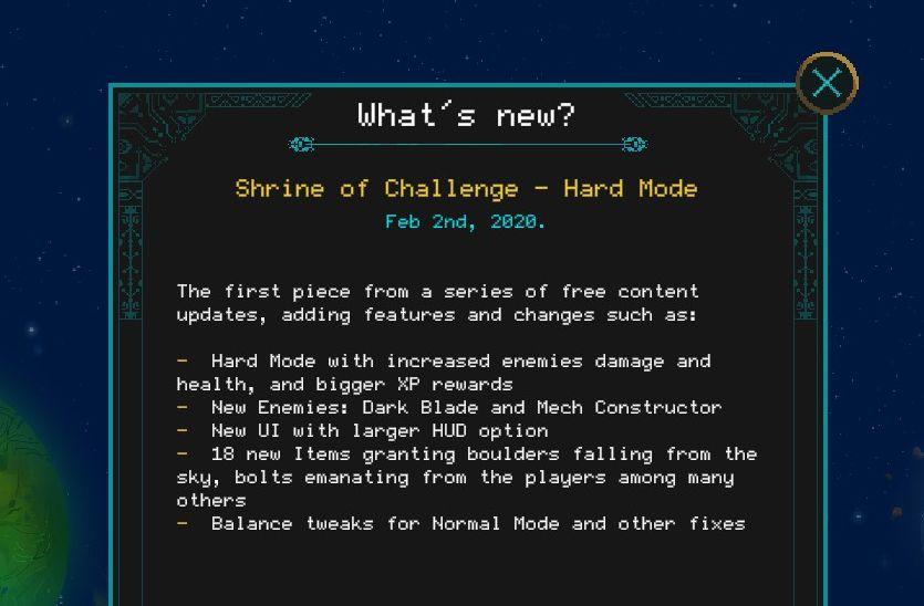 what's new in Shrine of Challenge update from Children of Morta UI screenshot (English)