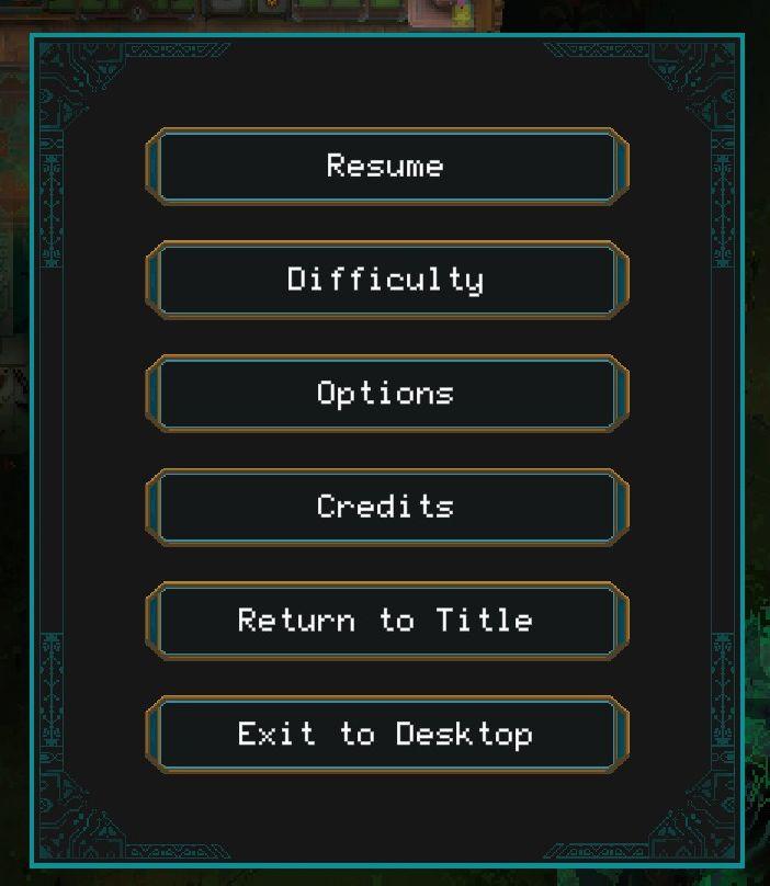 in-game menu from Children of Morta UI screenshot (English)