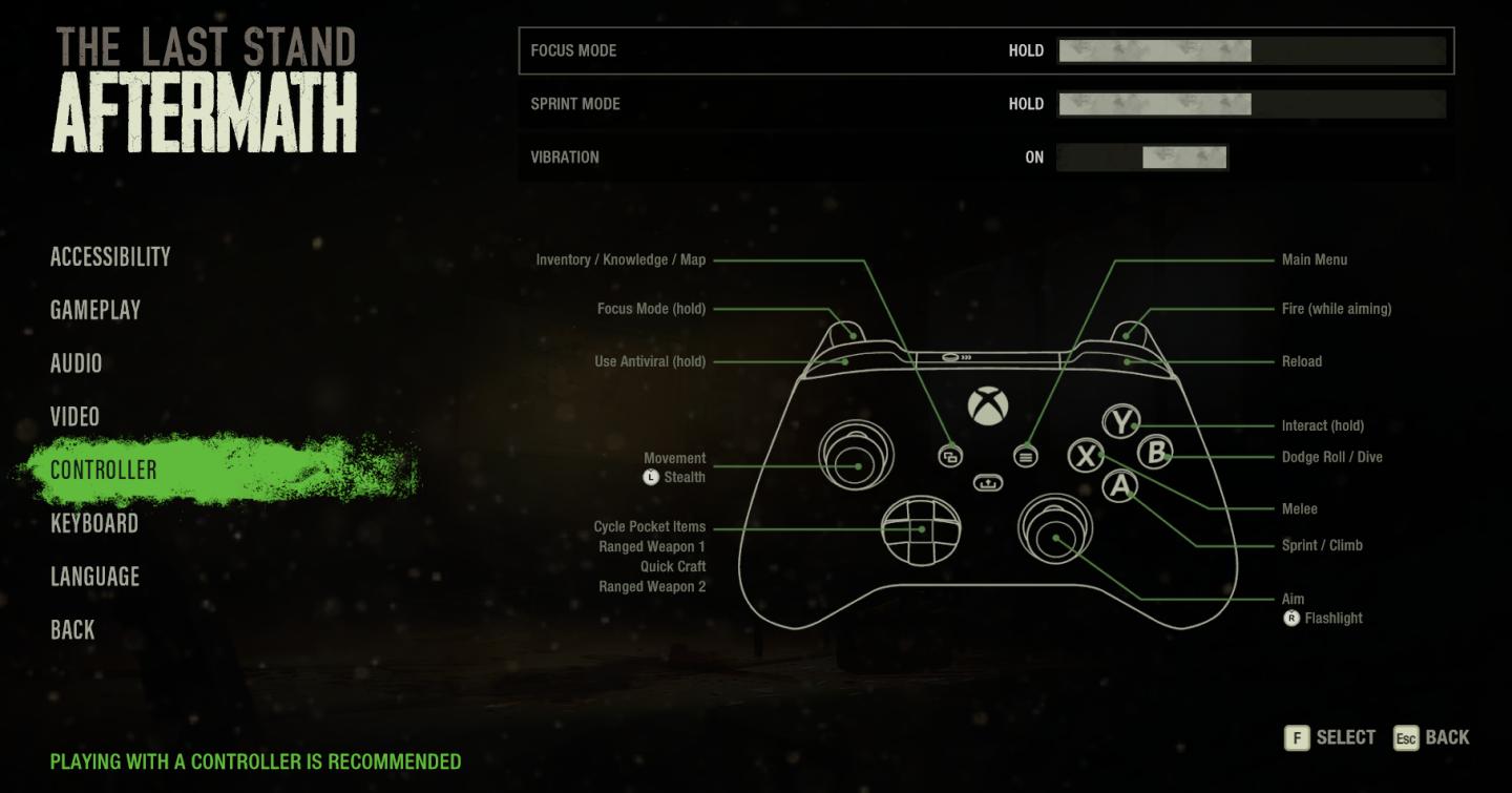 gamepad controls from The Last Stand: Aftermath UI screenshot (English)