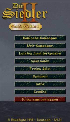 main menu from The Settlers II UI screenshot (German)