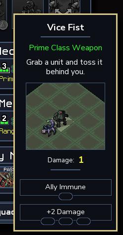 vicefist weapon description from Into the Breach UI screenshot (English)