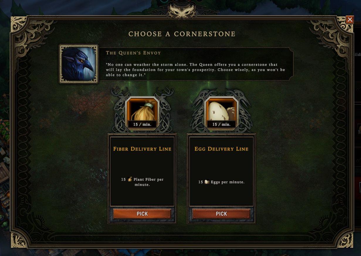 choose a cornerstone from Against the Storm UI screenshot (English)